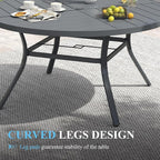 VICLLAX Patio Table and Chair Set of 10, All Weather Metal Round Outdoor Dining Furniture Set-59.9" Round Outdoor Table and Chairs, Black Tabletop