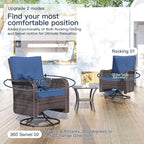 Kullavik 13 Pieces Outdoor Patio Furniture Set,PE Wicker Rattan Sectional Sofa Patio Conversation Sets with 43" 55000BTU Gas Propane Fire Pit Table,Swivel Rocking Chairs Set,Navy Blue
