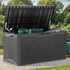 YITAHOME 100 Gallon Resin Deck Box, Weather Resistant Outdoor Storage Box, Lockable Indoor Outdoor Storage for Supplies and Essentials, Black