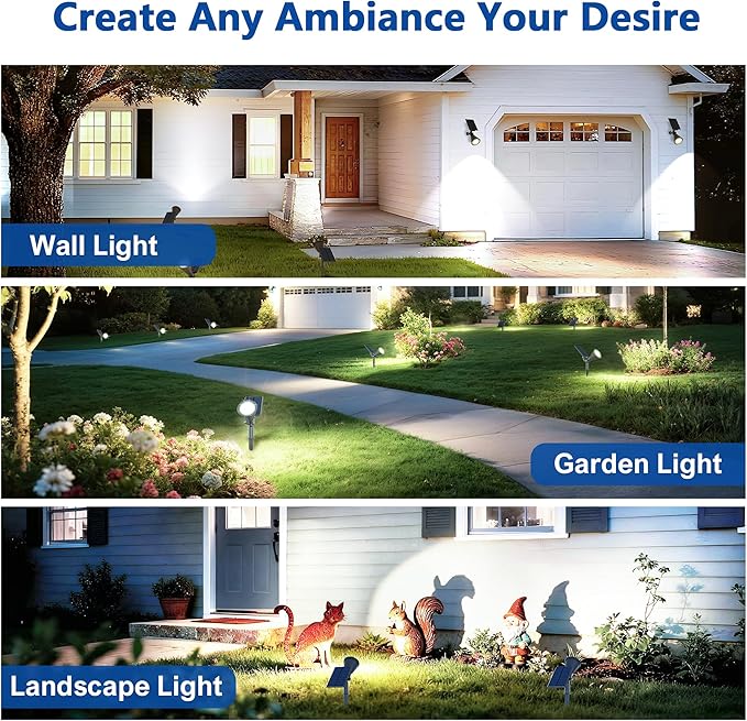Solar Lights Outdoor Waterproof IP65,6500K Super Bright LED,2 Lighting Modes, Solar Powered Yard Garden Solar Spot Lights for Flag Landscape Auto On/Off-6 Pack