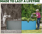 9-in-1 Galvanized Raised Garden Beds Outdoor // 8×2×2.5 ft Modular Planter for Gardening, Vegetables, Flowers // 32" Extra Tall Metal Raised Garden Bed (Teal) // Patented Design Planter Box