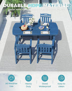 Ciokea HDPE Outdoor Dining Set, 5-Piece Patio Table and Chairs Set with Umbrella Hole, All-Weather Patio Dining Sets for 4, Durable Patio Furniture for Backyard, Garden, Lawn & Poolside, Navy Blue