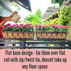 LaLaGreen Large Rail Planters - 2 Pack, 24 Inch Wall Hanging Basket with Coco Liner Deck Railing Hanging Window Flower Box Outdoor Black Metal Trough Plant Holder Fence Balcony Patio Porch Garden