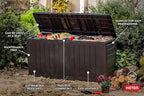 Keter Marvel Plus 71 Gallon Resin Outdoor Storage Box for Patio, Balcony & Garden – Weather‑Resistant Deck Box for Cushions, Pillows, Pool Floats & Tools, Brown