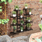 Twhep Heavy Duty Metal Plant Stand, large Multifunctional Plant Stand for Indoor Outdoor, for Tall Large Rack for Living Room Garden Balcony, Black(9 Tier)