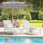 LUE BONA Outdoor Chaise Lounge, HDPS Chaise Lounger, 5 Positions Adjustable Lounge Chairs, Pool Lounge Chair with Wheels for Poolside, Backyard, White