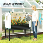 Outsunny Galvanised Raised Garden Bed with Greenhouse Cover, Metal Elevated Garden Bed with Legs, Bed Liner and Bottom Shelf, Outdoor Raised Planter Box for Vegetables, Herbs, Flowers, Black