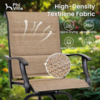 PHI VILLA Outdoor Bar Set with 4 Swivel Bar Height Patio Chairs, Wooden-Like Patio Bar Table and Chairs Furniture Set with Brown Padded Textilene Fabric for Outside, Garden and Deck