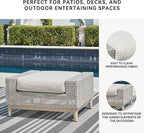 Signature Design by Ashley Seton Creek Casual Nuvella Weather Resistant Fabric Outdoor Ottoman with Cushion, Light Gray & Light Brown