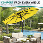 AreShark 9 FT Patio Umbrella for Outdoor, Outdoor Table Umbrella with Push Button Tilt and Crank, Outdoor Patio Umbrellas with 8 Sturdy Ribs for Market, Garden, Pool (Yellow)