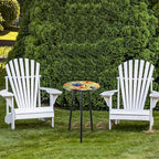 Party Zealot 2 Packs Metal Floral Round Side Table 13.2" Small Outdoor Patio Round Accent Coffee Tables Indoor Corner Stand for Small Spaces Weather-Resistant for Balcony Plant Stand