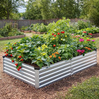 2 Pack 6x3x1FT Galvanized Metal Raised Garden Bed Kit for Vegetables, Herbs, Open-Bottom Large Capacity Outdoor Planter Box Gardening Stakes, Silver