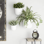 Deco 79 Metal Indoor Outdoor Wall Planter Indoor Outdoor Floating Hanging Planter, Set of 3 Plant Hanger 9", 7", 6"H, White