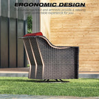 Joyside Wicker Patio Furniture Sets, 5 Pieces Upgraded Large Size Outdoor Furniture with Swivel Rocking Patio Chairs, Outdoor Ottoman and Side Table, Thick Cushions, Wide Armrest