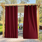 NICETOWN Canvas Outdoor Curtains for Paito 2 Panels, Red, W52 x L84 per Panel - Waterproof & Windproof Sun Shades with Grommet & Back Tab & Rod Pocket, Free Rope Included for Bottom Fixing