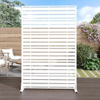 Casaphoria 72" H x 47" W Metal Privacy Screen, Outdoor Freestanding Decorative Divider for Patio, Deck, Balcony, and Garden with Stable Base, White-Adams