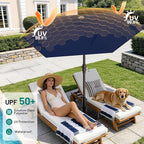 AreShark 7.5FT Patio Umbrella Table Market Umbrella with 6 Sturdy Ribs, Button Tilt/Crank Heavy-Duty Round Outdoor Umbrellas for Garden, Deck, Backyard,and Pool, Navy