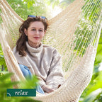 Bathonly Large Hammock Chair with Spreader Bar, Caribbean Hammock Swing Chair, XL Hammock Chair Outdoor Indoor, 330 LBS Weight Capacity, Beige