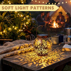 JOIEDOMI 2 Pack Outdoor Solar Hanging Lantern Lights, Waterproof Tabletop with Handle, LED Moroccan Lanterns, Metal Decorative Garden Solar Lights Spring for Patio, Lawn, Porch, Backyard