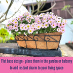 LaLaGreen Wall Planters for Outdoor Plants (2 Pack, 16 Inch) Window Flower Boxes Basket Attach to House, Deck Railing Strawberry Planters with Coco Liners BalconyTroughs Fence Patio Porch Over Rail