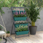Outsunny Raised Garden Bed, 4 Tier Vertical Garden Planter Set, 4 Outdoor Planter Boxes with Stand, Self Draining Design Elevated Garden for Vegetable, Flowers & Herbs, Green