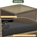 LHBcraft Balcony Furniture 5 Piece Wicker Patio Furniture Set, Outdoor Hand-Woven Rattan Lounge Chairs with Tempered Glass Coffee Table, Ottomans & Soft Cushions for Front Porch, Garden, Black