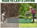 9-in-1 Galvanized Steel Raised Garden Bed // 8×2×1.5 ft Modular Planter for Gardening, Vegetables, Flowers // 18" Tall Metal Raised Garden Beds Outdoor (Light Green) // Patented Design Planter Box