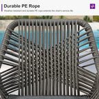 PURPLE LEAF Outdoor Wicker 29" Bar Stools Set of 2, Boho Patio Bar Height Chair with Cushion and Back for Outdoor and Indoor, Garden, Patio, Smoke Grey