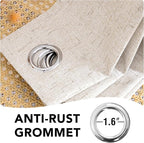 H.VERSAILTEX 72 inch Blackout Curtains, 100% Absolutely Blackout Thermal Insulated Textured Linen Look Curtain Draperies Anti-Rust Grommet Linen Curtains Blackout, 2 Panels, Natural