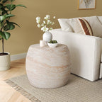 Christopher Knight Home Jayme 20.25" Indoor Outdoor Oval Accent Side Table, Patio Decorative End Table, Lightweight Concrete Garden Stool for Patio Living Room Balcony & Garden Decor, Travertine