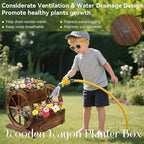 NestNature Wooden Wagon Planter Box,Raised Garden Bed,Decorative Garden Planters with Wheels-Outside Flower Pots for Indoor/Outdoor Décor Plants
