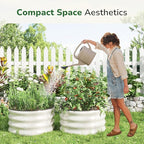 GreatBuddy 2x2x1 ft Round Galvanized Raised Garden Bed, Easy-Assembly Raised Bed with Anti-Cut Gloves & Tools, Rust-Proof Garden Bed for Outdoor, Vegetables, Herbs, Small Trees, White