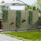 Casaphoria Metal Privacy Screen Outdoor, 72" H x 47" W Freestanding Decorative Privacy Screen for Patio Deck Balcony Garden with Stable Base, Grey-Brick