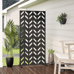 Casaphoria 72" H x 35" W Metal Privacy Screen, Outdoor Freestanding Decorative Divider for Patio, Deck, Balcony, and Garden with Stable Base, Black Keith
