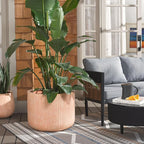 SAFAVIEH Outdoor Collection Lucca Terracotta Cement Ficonstone Planter Pot