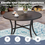 5 Piece Patio Dining Set for 4, 42" x 42" Round Metal Table with Umbrella Hole and 4 Red Chairs, Outdoor Table and Chairs Set for Lawn Backyard and Deck