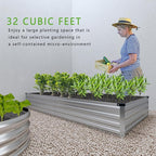 2PCS 8x4x1FT Galvanized Raised Garden Bed Kit,Vegetable Boxes-Rectangle Metal Flower Box,Large Planter Raised Beds Outdoor Garden for Planting,Fruit,Herb-Silver