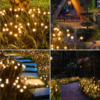 BrizLabs Solar Garden Lights, 4 Pack 32 LED Solar Powered Firefly Lights, 2 Modes Swaying Light, Waterproof Globe Pathway Outdoor Lighting for Yard Pathway Walkway Patio Decor, Warm White