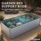 YITAHOME 8x4x2ft 2pcs Large Raised Garden Bed Kit, Galvanized Metal Planter Box with Gloves, Ground Nails & Safety Rubber, Outdoor Above Ground Planters for Plants Vegetables Flowers, Silver