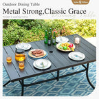 Sophia and William Swivel Patio Dining Set for 6, Outdoor Table and Chairs, Removable Seat Cushions, 59" Black Patio Dining Table