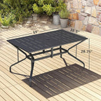 Outsunny Rectangle Outdoor Dining Table for 6 People, Steel Rectangular Patio Table with Umbrella Hole, Steel Frame for Garden, Balcony, Black