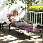 Outsunny Folding Chaise Lounge Chair, Patio Sun Tanning Chair, Outdoor Chaise Lounger with 4-Position Reclining Back, Breathable Mesh Seat for Beach, Poolside, Yard, Purple