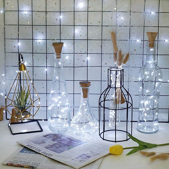 Indoor String Lights for Wine Bottles, 8 Pack Cool White Solar