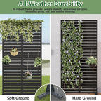 Casaphoria Metal Privacy Screen Outdoor, 60" H x 30" W Freestanding Decorative Privacy Screen for Patio Deck Balcony Garden with Stable Base, Black-Louvered