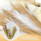 Artificial Pampas Grass Stems, 60 Pcs, Brown and White, 21.7 Inch