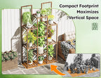 EnHomee Plant Stand Indoor Wood Plant Stand Outdoor Plant Shelves for Multiple Plants Stands with 11-16 Potted for Living Room Patio Balcony Yard Garden 34.2''W×11.8''D×47.4''H