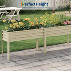 Galvanized Raised Garden Bed with Legs, 50×17×32 in Large Elevated Planter Box for Outdoor Plants, Sturdy Metal Raised Garden Beds for Vegetables, Flowers & Herbs, Backyard, Patio, Beige