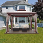 Patio Gazebo Tent Outdoor Canopy Shelter 10'x10' with Removable Netting,100 Square Feet of Shade for Garden, Backyard Deck and Lawns (Red)