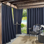 Sun Zero Marina Indoor/Outdoor UV Protectant Energy Efficient Grommet Curtain Panel, 54" x 108", Navy Blue