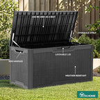 YITAHOME 100 Gallon Resin Deck Box, Weather Resistant Outdoor Storage Box, Lockable Indoor Outdoor Storage for Supplies and Essentials, Black